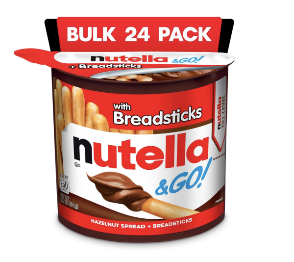 Nutella & GO! Bulk 24 Pack, Hazelnut and Cocoa Spread with Breadsticks, Stocking Stuffers, Snack Cups, 1.8 oz Each​